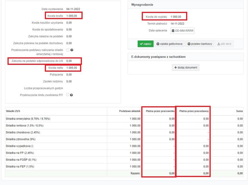 Obliczanie dochodu netto