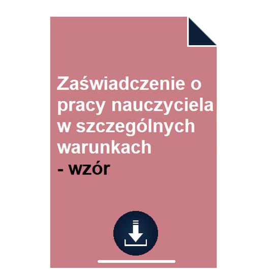 Praca w szczególnych warunkach